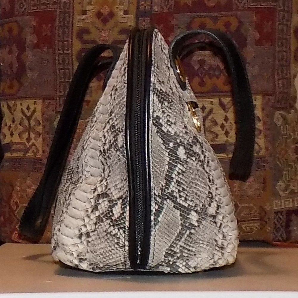 Marino Orlandi accordian bag snake embossed leather Italy - Picture 10 of 11